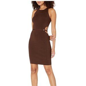 GUESS Women's Sleeveless Carmenita Cut-Out Dress, Dark Coffee, Small